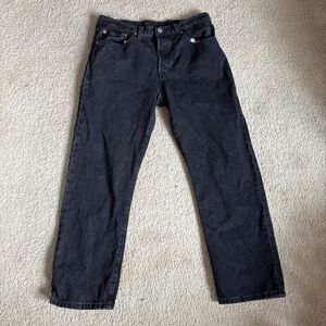 Levi's 501 Black Denim Button Fly Straight Leg Jeans 30W x 26L
